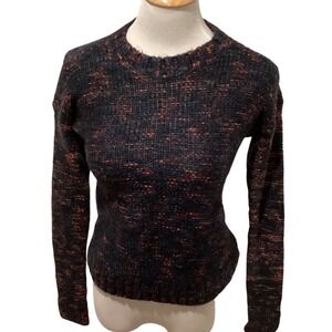 Hollister California Speckled Knit Sweater Womens XS Black Orange Blue Crew Neck